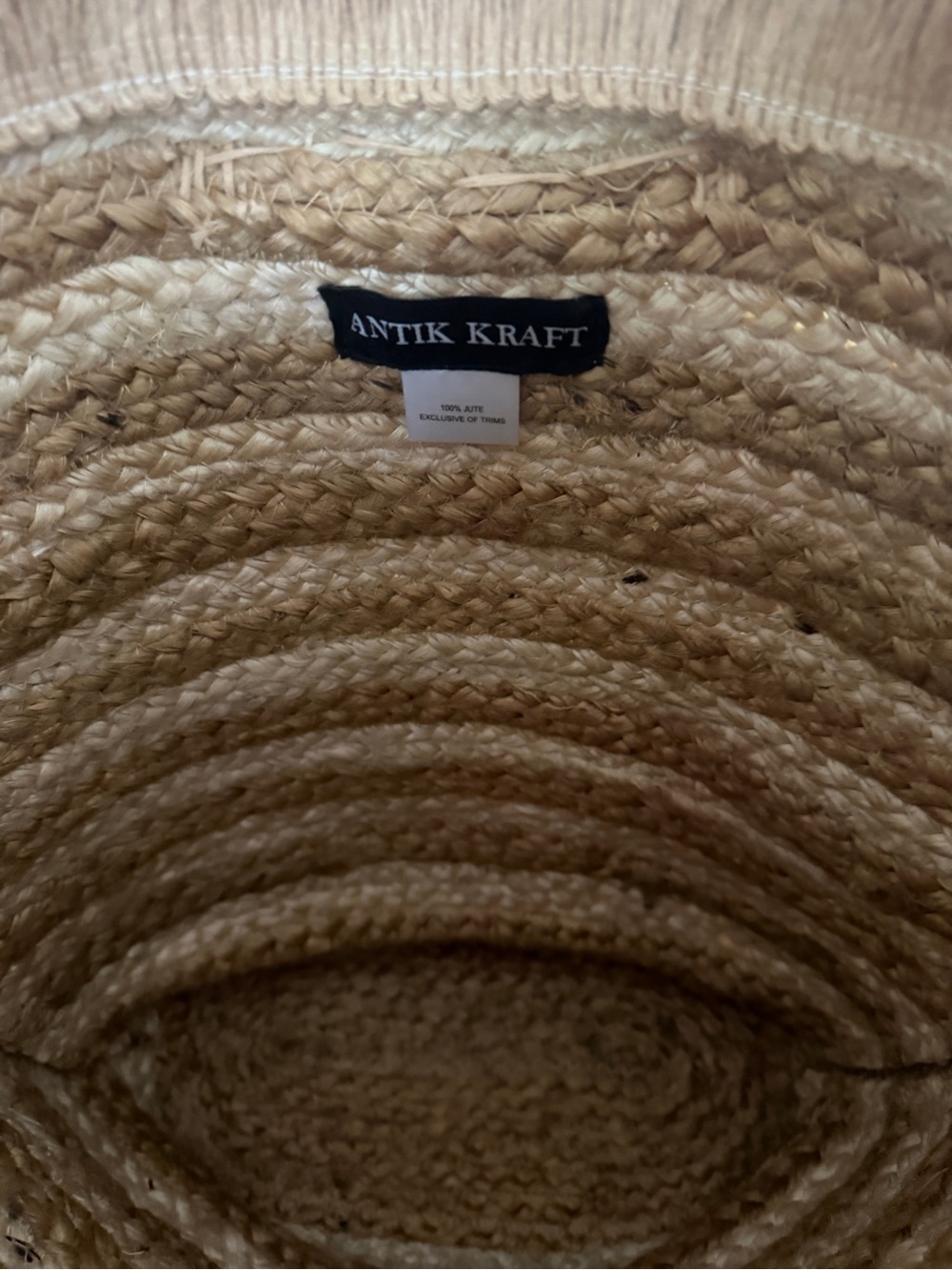 Antik Kraft Natural and Tan Woven Straw Tote with Leather Handles - Picture 2 of 2